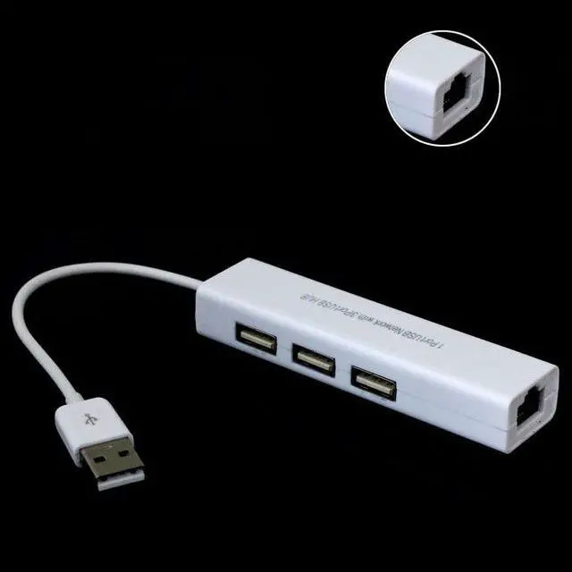 Main image of USB to RJ45 Ethernet Network Adapter Card With 3 Ports USB Ports Hub wired network adapter jack USB connector USB Lan Card
