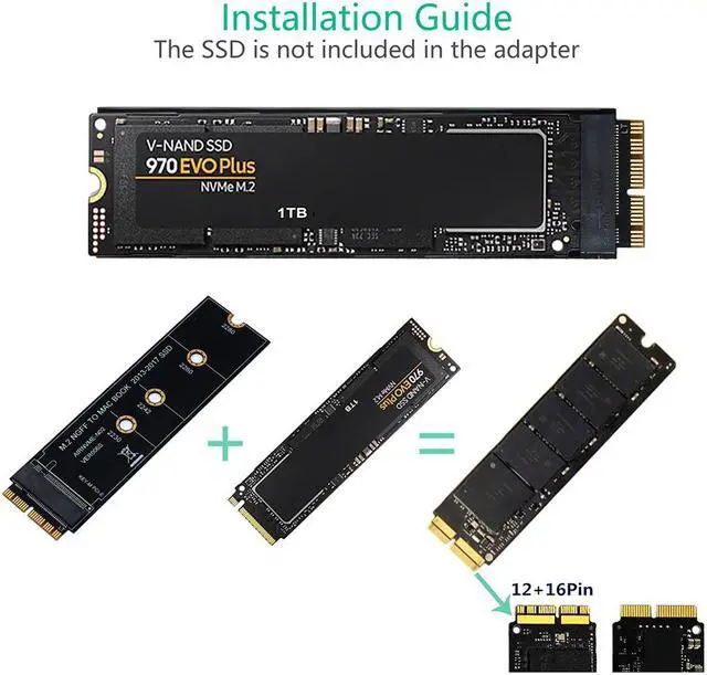 Alt view image 4 of 6 - M.2 NVME SSD Convert Adapter Card for Upgrade MacBook Air 2013-2017 NVME/AHCI SSD 2230 2242 2260 2280