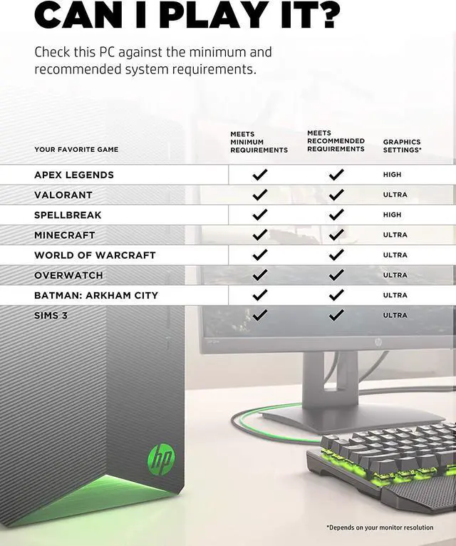 Alt view image 9 of 10 - HP Pavilion Gaming Desktop, NVIDIA GeForce GTX 1650 Super, Intel Core i3-10100, 8 GB DDR4 RAM, 256 GB PCIe NVMe SSD, Windows 10 Home, USB Mouse and Keyboard, Compact Tower Design (TG01-1022, 2020)
PC