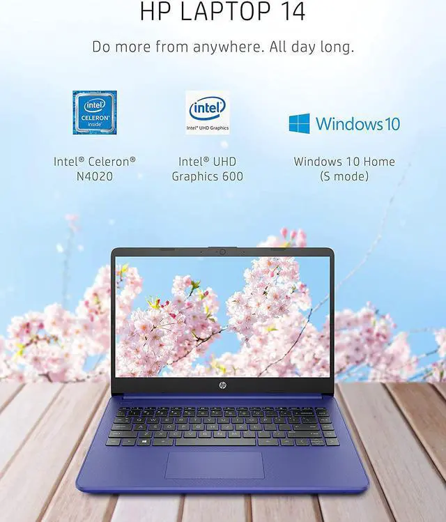 Alt view image 11 of 18 - HP 14 Series 14" Laptop - Intel Celeron N4020 - 4GB RAM - 64GB eMMC - Windows 10 Home in S mode - Indigo Blue  14-dq0010nr (47X74UA#ABA)