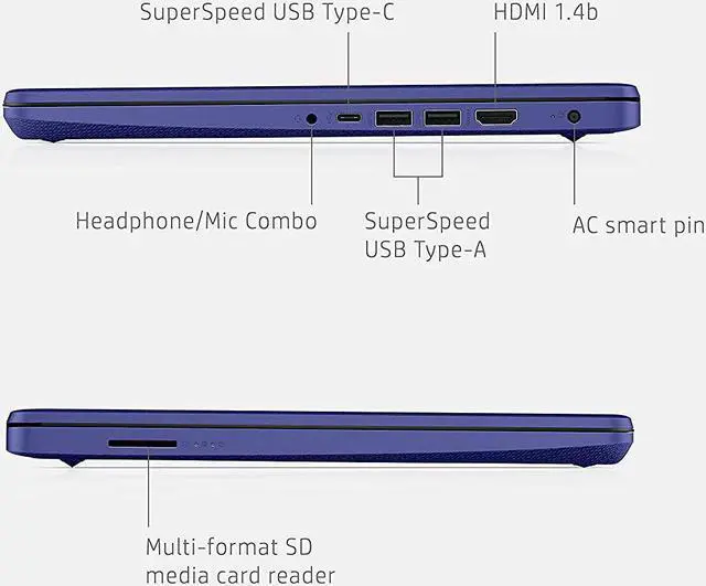 Alt view image 13 of 18 - HP 14 Series 14" Laptop - Intel Celeron N4020 - 4GB RAM - 64GB eMMC - Windows 10 Home in S mode - Indigo Blue  14-dq0010nr (47X74UA#ABA)