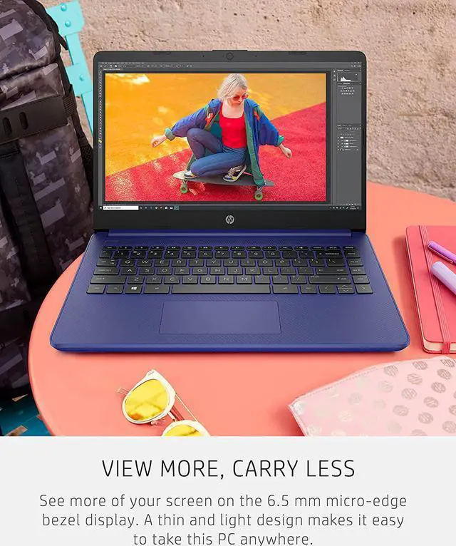 Alt view image 15 of 18 - HP 14 Series 14" Laptop - Intel Celeron N4020 - 4GB RAM - 64GB eMMC - Windows 10 Home in S mode - Indigo Blue  14-dq0010nr (47X74UA#ABA)
