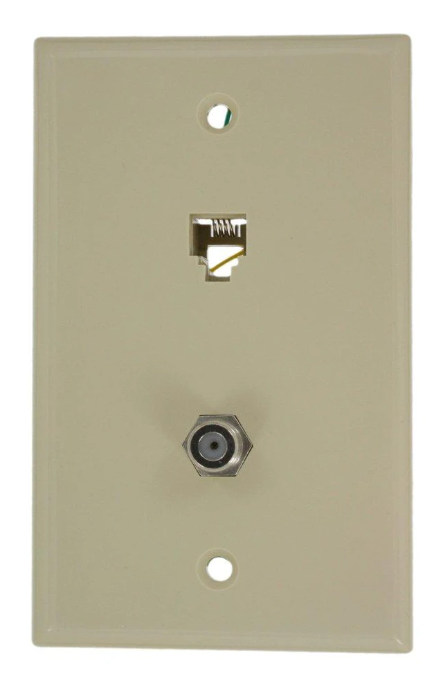 Alt view image 4 of 6 - Leviton 40259-I Ivory Combination Telephone Jack and F-Connector Wall Plate (Pack of 10)