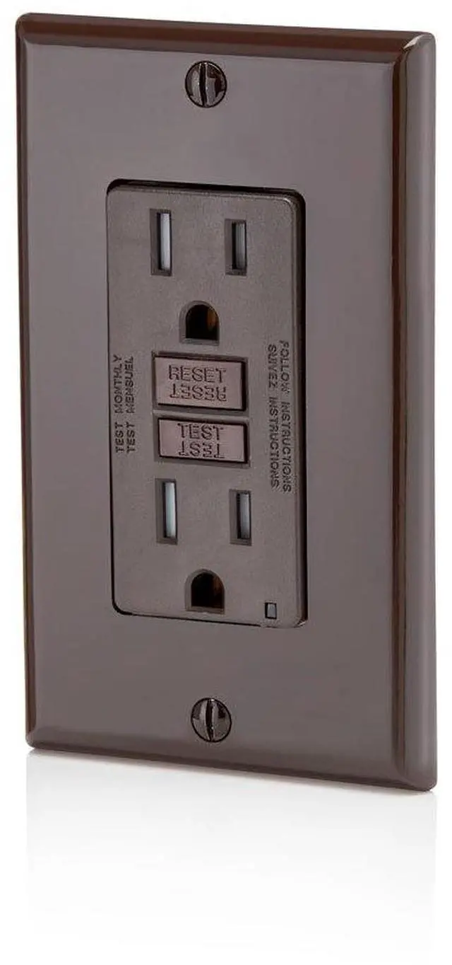 Alt view image 6 of 7 - Leviton GFTR1 Tamper Resistant GFCI Receptacle, 15A, 125V, Brown