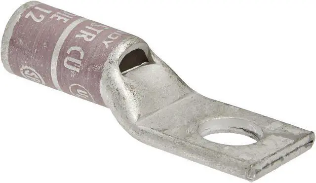 Main image of Burndy YA25L4-BOX One Hole Hylug Code Conductor Standard Barrel Copper Compression Terminal, 1/0 AWG Conductor, 3/8" Stud Hole Size, 0.75" Tongue Width, 2.09" Length, Pink