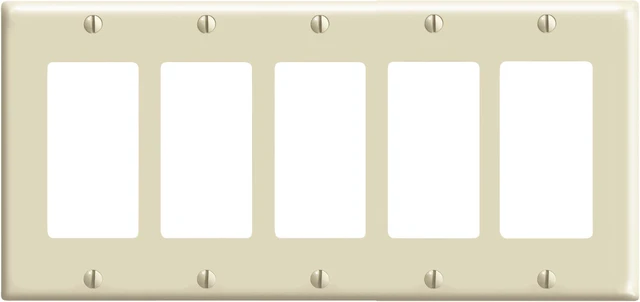 Alt view image 3 of 4 - Decora Switch 5-Gang Plate Ivory LEVITON MFG Decorative Switch Plates 80423-I