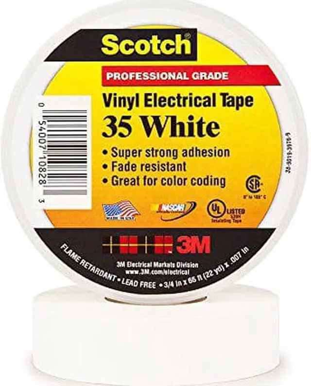 Alt view image 4 of 11 - Scotch #35 White Pro Vinyl Electrical Tape 3/4" x 66ft