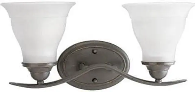 Alt view image 2 of 3 - Trinity Bath Vanity, 2-Light, Antique Bronze, Etched Glass, 17.25"W (P3191-20 13DL8)