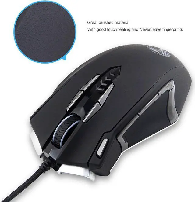 Alt view image 3 of 6 - E-YOOSO Z-7900 USB Wired Gaming Mouse, Adjustable DPI up to 10000, Adjustable Polling Rate, RGB Backlit, 13 Programmable Button, Turnable Weight, for PC/Laptop (Black)