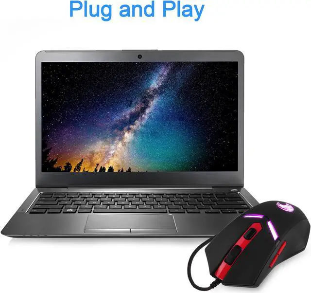 Alt view image 6 of 11 - E-YOOSO Z-7600 Wired Optical Gaming Keyboard, Adjustable DPI up to 3200, USB Connection, Backlit, for Office or Gaming (Black-Red)