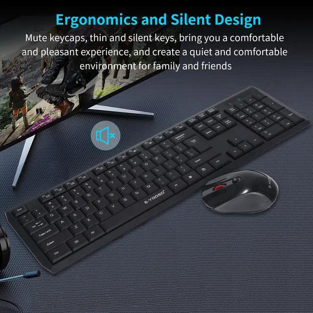 Alt view image 6 of 7 - E-YOOSO E710 Wireless 2.4GHz Keyboard and Mouse Combo Set Super Slim Multimedia Keys for Home Desktop Laptop Notebook (Black)