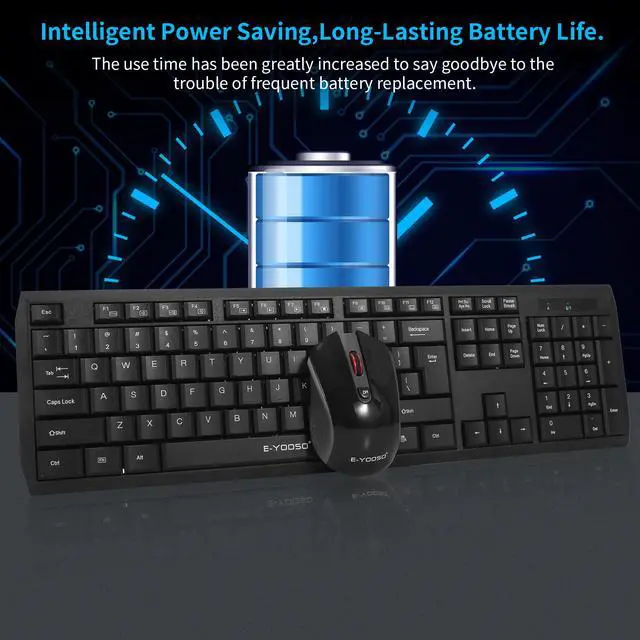 Alt view image 2 of 7 - E-YOOSO E710 Wireless 2.4GHz Keyboard and Mouse Combo Set Super Slim Multimedia Keys for Home Desktop Laptop Notebook (Black)