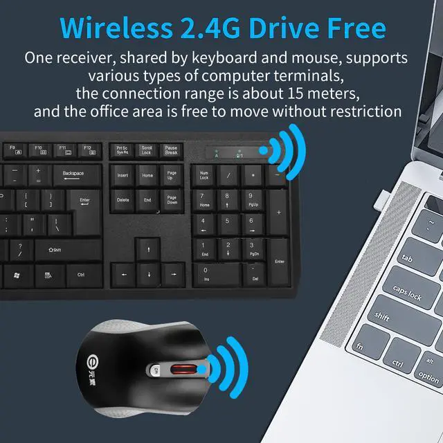 Alt view image 3 of 7 - E-YOOSO E710 Wireless 2.4GHz Keyboard and Mouse Combo Set Super Slim Multimedia Keys for Home Desktop Laptop Notebook (Black)