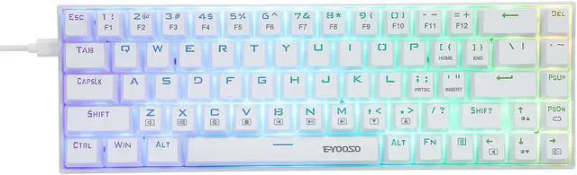 Main image of 65% Wired RGB Gaming Keyboard, E-YOOSO Z686 Compact 68 Keys Mechanical Keyboard with Customizable RGB Backlit, Clicky Red Switches, Stand-Alone Arrow/Control Keys, Detachable Cable, White