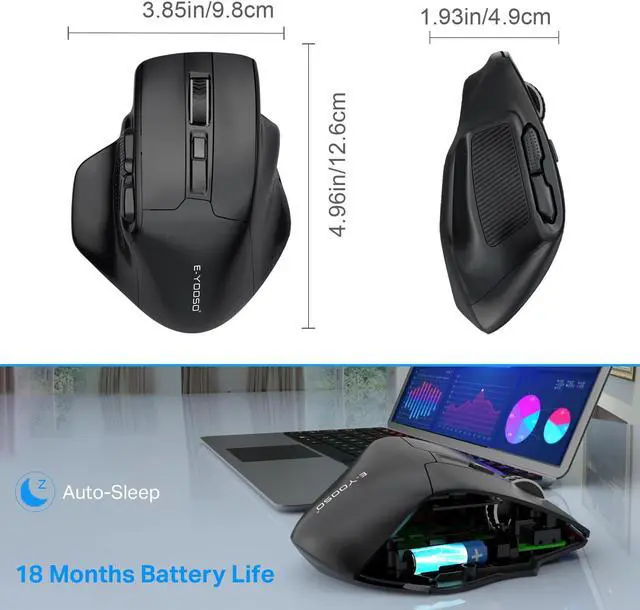 Alt view image 6 of 6 - E-YOOSO Tablet Computer USB 250HZ Wireless Mouse 2.4G 1200DPI Portable Mouse Ergonomic Mice For Laptop PC