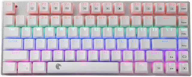 Main image of E-Yooso Z-88 Wired Mechanical Gaming Keyboard, Rainbow LED Backlit, 60% Compact Design, 81Keys Anti-Ghosting with Tactile&Lightly Clicky Brown Switches for PC/Laptop (White)