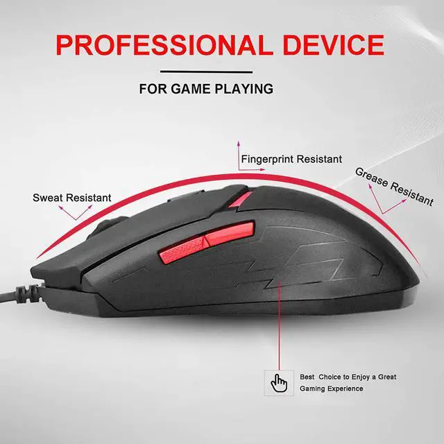Alt view image 9 of 11 - E-YOOSO Z-7600 Wired Optical Gaming Keyboard, Adjustable DPI up to 3200, USB Connection, Backlit, for Office or Gaming (Black-Red)