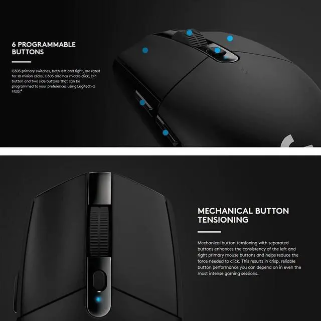 Alt view image 2 of 7 - Logitech G304 LIGHTSPEED Gaming Mouse 2.4G Wireless HERO Sensor 12000DPI Optical Computer Mouse Gamer Mice For Desktop Laptop