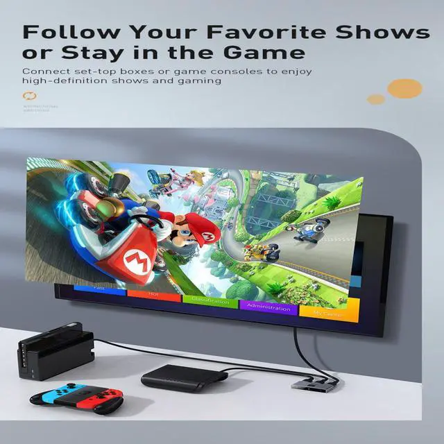 Alt view image 2 of 7 - Baseus HDMI Splitter 4K 60Hz HDMI Switch 2 Ports Bi-Direction 1x2/2x1 Adapter 2 in 1 out Converter HDMI Switcher For PS4 TV BOX With Free HDMI Cable