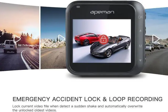 Alt view image 4 of 4 - Dash Cam Apeman dashcam 1080P Full HD Mini Car Driving Recorder 170° Wide Angle, Motion Detection, G-Sensor, Loop Recording, Night Vision(WITH 32 GB SD CARD)