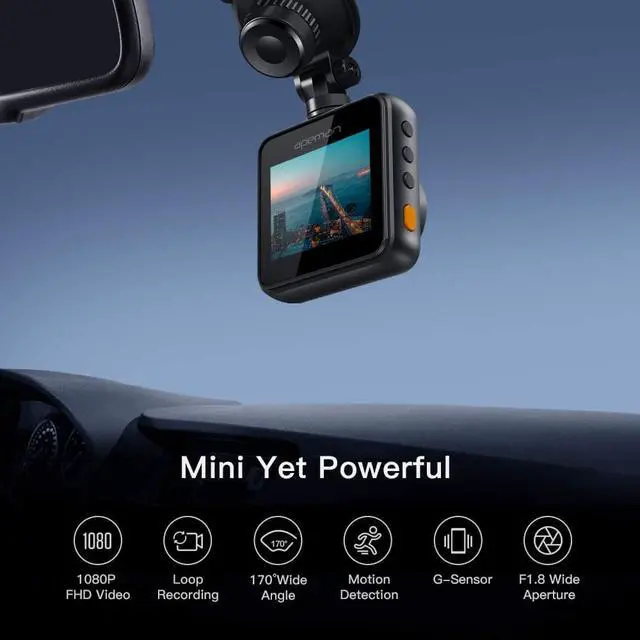 Alt view image 3 of 4 - Dash Cam Apeman dashcam 1080P Full HD Mini Car Driving Recorder 170° Wide Angle, Motion Detection, G-Sensor, Loop Recording, Night Vision(WITH 32 GB SD CARD)