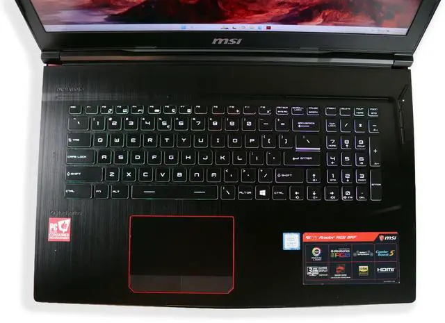 Alt view image 2 of 7 - MSI 17.3" 120Hz Full HD LCD GE73 Intel Six-Core i7-8750H 16GB DDR4 256GB SSD + 1TB HDD 8GB NVIDIA GTX 1070 Windows 11