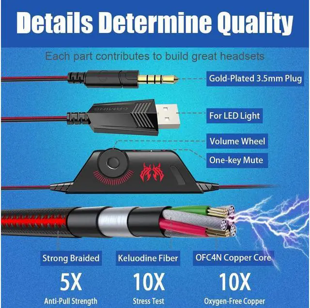 Alt view image 5 of 7 - G9000 Stereo Gaming Headset for PS4 PC Xbox One PS5 Controller, Noise Cancelling Over Ear Headphones with Mic, LED Light, Bass Surround, Soft Memory Earmuffs for Laptop Mac Nintendo NES Games