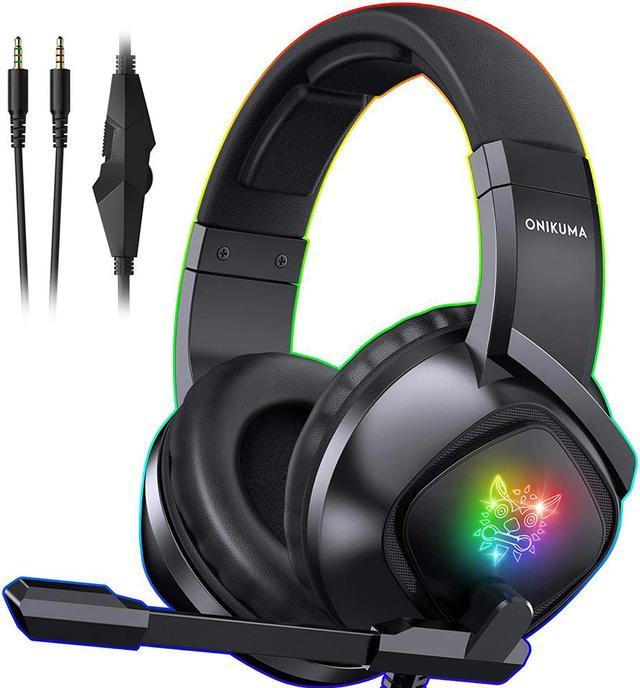 Gaming Headset PS4 Headset, Xbox Headset with 7.1 Surround Sound, Gaming  Headphones with Noise Cancelling Flexible Mic RGB Light Memory Earmuffs for