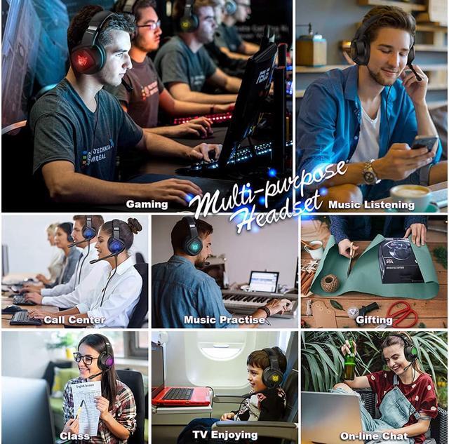 Alt view image 6 of 7 - K19 Gaming Headset -Xbox One Headset PS5 Headset with 7.1 Surround Sound Pro Noise Canceling Gaming Headphones with Mic & RGB LED Light Compatible with PS4, Xbox One,PC
