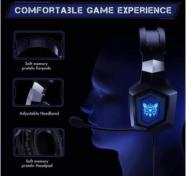 Alt view image 4 of 7 - K8 Gaming Headset for PS4 Games, Xbox One Headset for PS4, PS5 with Noise Cancelling Mic, 7.1 Surround Sound, RGB Light, Over-Ear Headphones , PC, Mac, Laptop