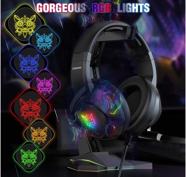 Alt view image 5 of 7 - K19 Gaming Headset -Xbox One Headset PS5 Headset with 7.1 Surround Sound Pro Noise Canceling Gaming Headphones with Mic & RGB LED Light Compatible with PS4, Xbox One,PC