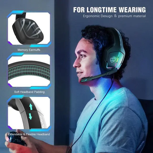 Alt view image 4 of 7 - Hot Sale RGB Wintory Soulbytes S12 Gaming Headset High Quality Surrounding Stereo PC Gamer Headphone With Rotatable LED Mic