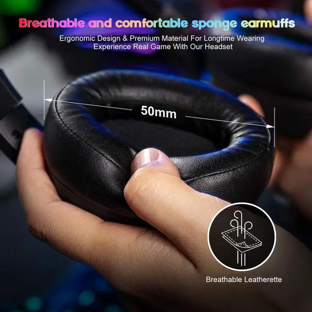 Alt view image 4 of 7 - New Gamers Headphone S19 Gaming Headset With Noise Cancelling Mic Stereo Bass Cool RGB LED Light For PC Gamer Headphone