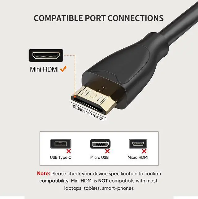 Alt view image 2 of 7 - Ruixi 2 Packs High-Speed Mini HDMI to HDMI Cable 3 Feet, HDMI to Mini HDMI 4K Ready (Black 2 Packs)