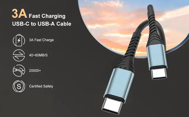 Alt view image 2 of 7 - 2 Packs USB C to USB C Cable 3Ft,  Type C Charging Cable for MacBook Pro, iPad Pro, iPad Air, Galaxy S20, Pixel, Switch, LG, and More
