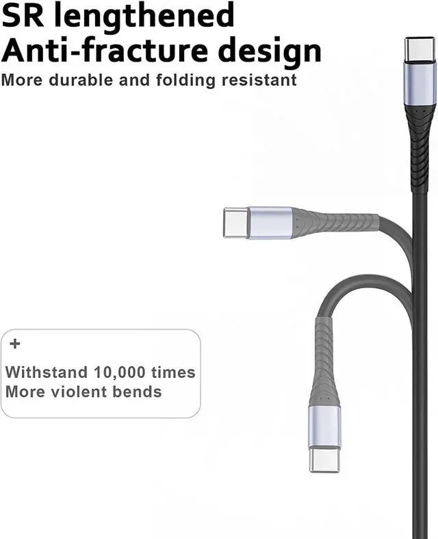 Alt view image 3 of 7 - 2 Packs USB C to USB C Cable 3Ft,  Type C Charging Cable for MacBook Pro, iPad Pro, iPad Air, Galaxy S20, Pixel, Switch, LG, and More