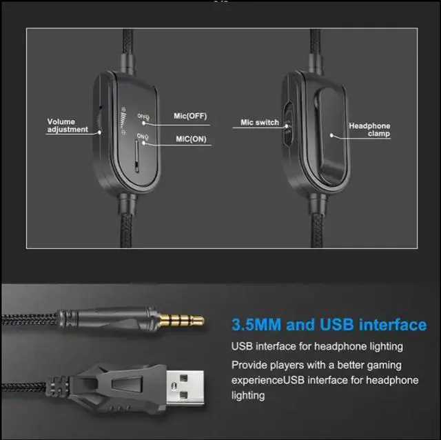 Alt view image 7 of 7 - K8 Gaming Headset for PS4 Games, Xbox One Headset for PS4, PS5 with Noise Cancelling Mic, 7.1 Surround Sound, RGB Light, Over-Ear Headphones , PC, Mac, Laptop