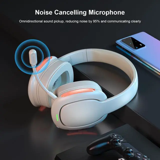 Alt view image 2 of 7 - Wireless Gaming Headset, 2.4GHz Wireless Headset for PC, PS4/PS5, Nintendo Switch, LongBattery Up to 30h, 7.1 Surround Sound, Detachable Microphone, 3.5mm Wired Jack for Xbox