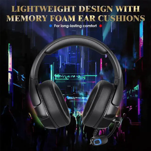 Alt view image 4 of 7 - G3000 Gaming Headset for PS5 PS4 Xbox One Controller,Bass Surround Noise Cancelling Mic, Over Ear Headphones with LED Lights