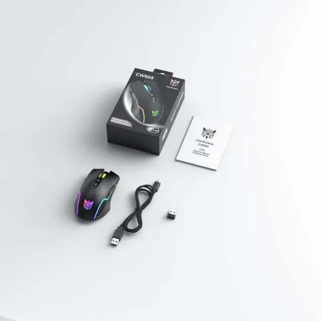 Alt view image 7 of 7 - Wireless Gaming Mouse, 2.4Ghz Connection, 5 RGB Backlit Modes, Ergonomic Computer Mice with 7 Macro Buttons, Adjustable DPI, Rechargeable Office Cordless Mouse for PC/Mac/Laptop