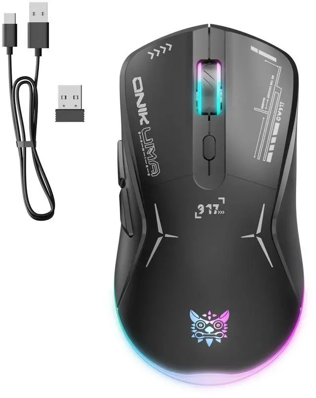 Main image of Wired/Wireless  Dual Mode Gaming Mouse, PC Computer  Mice USB Mouse with Cycle Light Effect, RGB Modes, 5 Adjustable D Up to 4800, Lightweight  for Windows PC Laptop Game Black