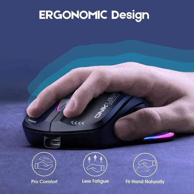 Alt view image 3 of 7 - Wired/Wireless  Dual Mode Gaming Mouse, PC Computer  Mice USB Mouse with Cycle Light Effect, RGB Modes, 5 Adjustable D Up to 4800, Lightweight  for Windows PC Laptop Game Black