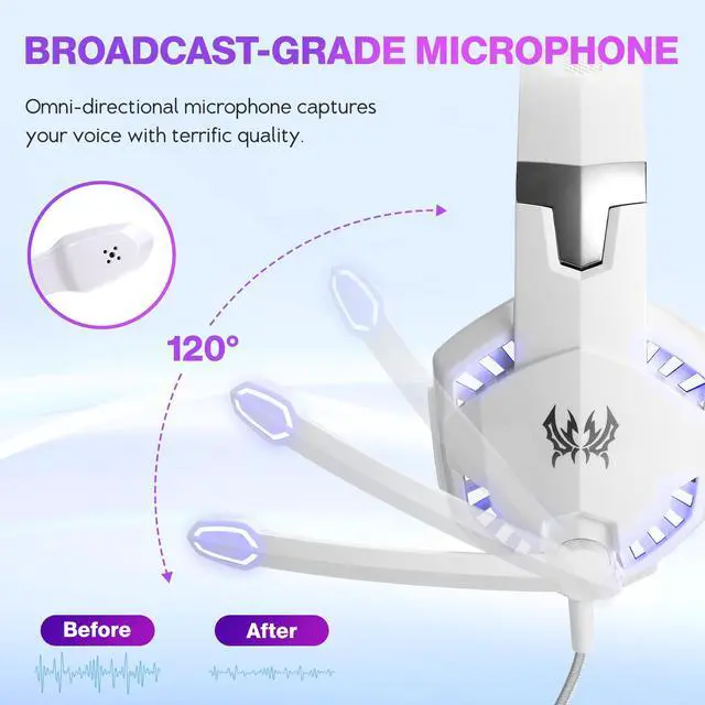 Alt view image 3 of 7 - G2000 White Stereo Gaming Headset 3.5mm Wired Deep Bass Computer Game Headphones Earphone with LED Light For PC Laptop PS4