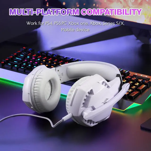 Alt view image 5 of 7 - G2000 White Stereo Gaming Headset 3.5mm Wired Deep Bass Computer Game Headphones Earphone with LED Light For PC Laptop PS4