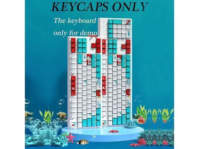 Alt view image 2 of 6 - Keycap 60 Percent for GK61 RK61 Anne Pro, 104/87/61 Custom Fullsize Key Cap Set for Cherry Mx Gateron Kailh Switch 60% Mechanical Gaming Keyboard (Coral Sea)