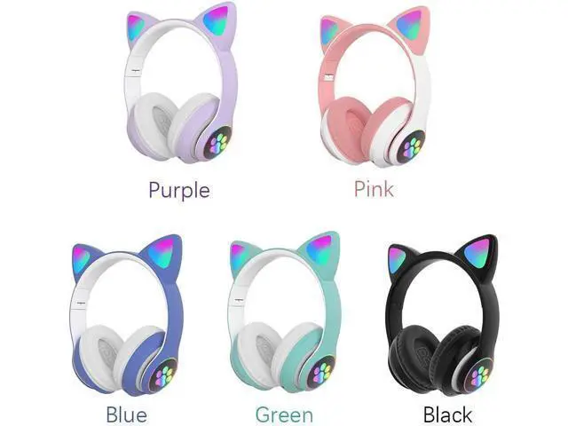 Alt view image 2 of 7 - Gaming Headset Stereo Gaming Headset Cute Cat Ear Headphones with Noise Canceling Mic LED Light Bluetooth 5.0 Wireless Gaming Headset PC Headset for Kids Adult