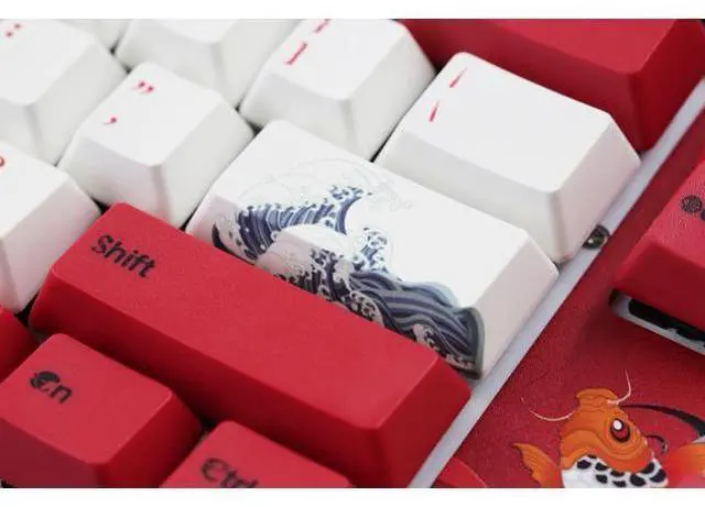 Alt view image 5 of 7 - VA87M Koi TKL Gaming Mechanical Keyboard Cherry MX Blue Switch 87 Keys Dye Sub PBT Keycaps NKRO Detachable USB Wired Red and White
