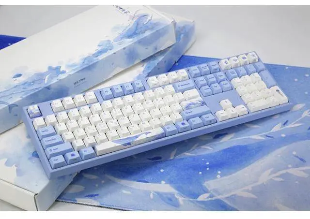 Main image of VA108M Sea Melody Full Size Gaming Mechanical Keyboard Cherry MX Red Switch Dye Sub PBT Keycaps NKRO Detachable USB Wired Blue and White