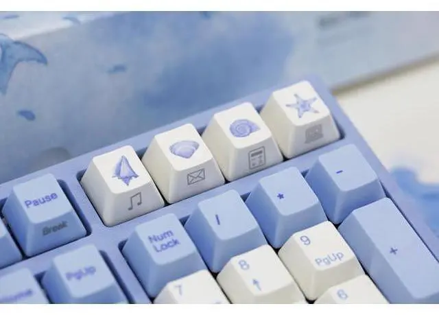 Alt view image 5 of 6 - VA108M Sea Melody Full Size Gaming Mechanical Keyboard Cherry MX Red Switch Dye Sub PBT Keycaps NKRO Detachable USB Wired Blue and White