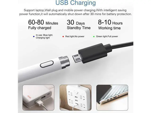 Alt view image 5 of 6 - Active Stylus Pen Compatible for iOS&Android Touch Screens Pencil with Dual Touch Function Rechargeable Stylus for iPad/iPad Pro/Air/Mini/iPhone/Cellphone//Tablet Drawing&Writing